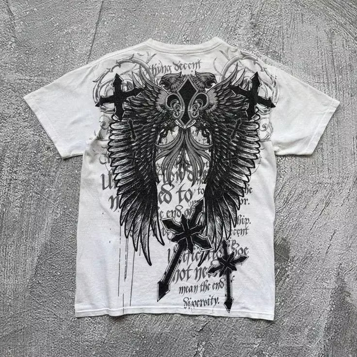 Koszulka Y2K Gothic Wing Cross – Gothic Streetwear Brand recenzja i cena